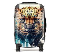 Warren Reed - Designer Leapoard Face Splashart On Light Background Suitcase Cabin, Multi