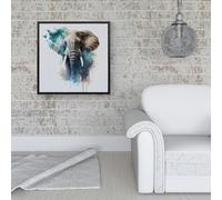 Warren Reed Majestic Elephant Splash Art Framed Canvas - 40" x 40" - Black