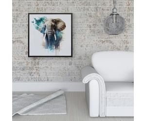 Warren Reed Majestic Elephant Splash Art Framed Canvas - 40" x 40" - Black