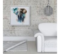 Warren Reed Majestic Elephant Splash Art Framed Canvas - 40" x 40" - White