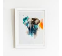 Warren Reed Majestic Elephant Splashart Art Prints - 20" x 30" - White frame