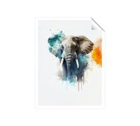 Majestic Elephant Splashart Unframed Art Print Warren Reed - Designer Multi W24 inch x H36 inch