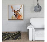 Majestic Stag Watercolour Framed Canvas Warren Reed - Designer Light Brown W16 inch x H16 inch