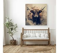 Warren Reed Moody Splashart Highland Cow Canvas - Large 30" x 30"