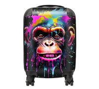 Multi Coloured Monkey Face Splashart Suitcase Warren Reed - Designer Blue Mini Cabin