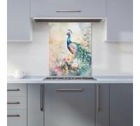 Warren Reed Peacock Glass Kitchen Splashback - W600mm x H750mm