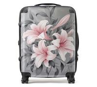 Warren Reed - Designer Pink Lilies On Grey Suitcase Large, Multi