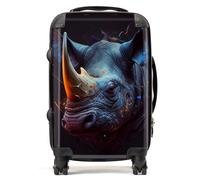Warren Reed - Designer Rhino Face Splashart Suitcase in Grey | Size: Cabin Warren Reed - Designer Grey Cabin