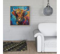 Warren Reed Splash Art Highland Cow Framed Canvas - 40" x 40" - Pine
