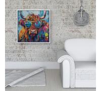 Warren Reed Framed Canvas Abstract Face Behind Sofa 40" x 40" White