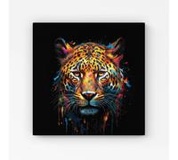 Warren Reed Splash Art Leopard Face Canvas - Extra Large 40" x 40"