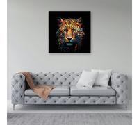 Warren Reed Splash Art Leopard Face Canvas - Small 10" x 10"