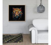 Warren Reed Splash Art Leopard Face Framed Canvas - 40" x 40" - Pine