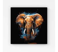 Warren Reed Splashart Elephant Blue Canvas - Extra Large 40" x 40"