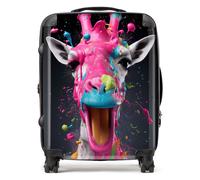Warren Reed - Designer Splashart Giraffe Face Pink Suitcase - Lightweight Hard Case, TSA Lock, 4 Spinner Wheels