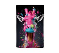 Warren Reed Splashart Giraffe Face Pink Tea Towel