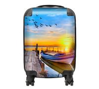 Warren Reed - Designer Sunset Of Colours At The Lake Suitcase in Blue | Size: Mini Cabin Warren Reed - Designer Blue Mini Cabin