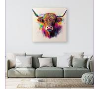 Warren Reed Super Splashart Highland Cow Canvas - Extra Large 40" x 40"