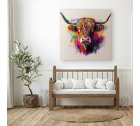 Warren Reed Super Splashart Highland Cow Canvas - Large 30" x 30"
