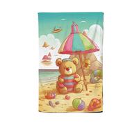 Warren Reed Teddy Bead On A Beach Holiday Tea Towel