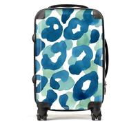 Warren Reed - Designer Watercolour Leopard Print Suitcase Cabin, Blue