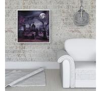 Warren Reed Witchs Moonlit Cemetery Design Framed Canvas - 40" x 40" - White