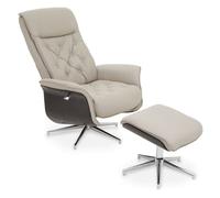 warrens leather effect recliner chair with footstool in mink