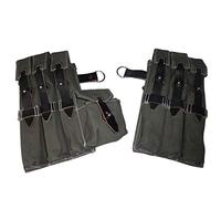 warreplica German WWII MP40 Magazine Pouch Set - Canvas and Leather Reproduction Dual Pouches for MP40 Pattern Magazines - Historical Field Gear for Reenactment, Display & Collector Equipment