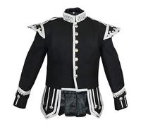 warreplica Handmade 100% Wool Men’s Fancy Military Piper Drummer Doublet Highland/Scottish Military Pipers Kilt Jacket Braid Edge Trim And Piping With Fancy Shell