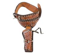 Warreplica Western Gun Holster .45 Caliber Cowboy Holster for Revolver Full Grain Buff Leather Gun Holster with Belt for Men- Reproduction (Ammo Loop Cartridge .38 Cal, 357-9mm, Size-2(38-40 Inch))