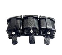 warreplica WW2 German 98k k98 Mauser 8mm Ammo Leather Belt Pouch Carrier/WWII German K98 Triple Ammo Pebble Leather Pouch (Black, Single)