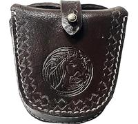 warrepplica Top Grain Buff Leather Slingshot Ammo Holder Bag Storage Gun Ammo Case with Belt Loop & Metal Closure Ammunition Pouch for Hunting