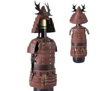 Warring States Wine - Bottle Cover Japanese Historical Armor Style Decoration Handmade Leather Packaging Protector Unique Cultural Display Accessory | Halloween Christmas Party