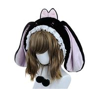WARRIOO Plush Hat, Hat Lop-Eared Plush Hat Windproof Scarf&Hat Lei Hat for Halloween New Year Thanksgiving Lei Black