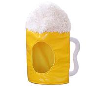 WARRIOO Yellow Plush Hat, Funny Japanese Beer Plush Hat Hat Toy Headpiece Party Props Photos Unisex Adults