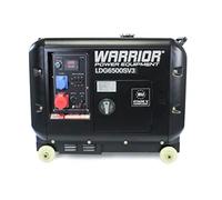 Warrior 6.25kVa Diesel Generator - 186cc 3-phase ready Engine, 5500 Max Watts, Electric Start, 12-hour run time, Quiet Running at 68 dBA & Soundproof Canopy, For Industrial Construction Catering