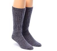 Warrior Alpaca Socks - Men's & Women's Extra Wide Loose Top Casual Crew Alpaca Socks with Comfort Band - Blue -