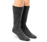 WARRIOR ALPACA SOCKS - Regular Weight - Therapeutic | Diabetic - Loose | Extra Wide Top - Unisex, Grey, M