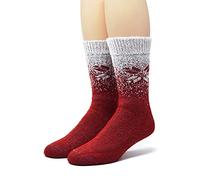 WARRIOR ALPACA SOCKS - Unisex Toasty Toes Ultimate Alpaca Socks For Men And Women, Red Snowflake, Small