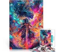 Warrior and Dragonteenagers 1000 Pieces Puzzle Stress Reliever Staycation Kill time Every Piece is Unique - Challenging Family Fun Game 38x26cm