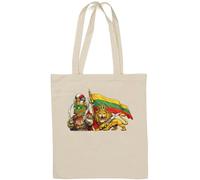 Warrior and lion with flag Natural Cotton Tote Bag White