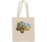 Warrior and Lion with Gr lag Natural Cotton Tote Bag White