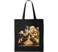 Warrior and Priestess Connection Natural Cotton Tote Bag Black