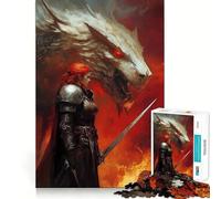 Warrior And Wolf Digital Art Jigsaw for Adults1000 Pieces Brain Focus Game Precision Cut Smooth Edges Amusing Challenge for Waiting Time (38x52cm)