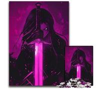 Warrior Anime Demon Woman with Pink Sword Puzzle 1000Pieces Jigsaw Jigsaw Puzzles Educational Brain Teaser Artistic Home Office Decor 14 Age 1000 PCS(38x26cm)
