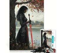 Warrior by The Lake Jigsaw Puzzles1000 Pieces Recall Skill Fun Professional Grade Cutting Thoughtful Gift for Mind Activity (50x75cm)