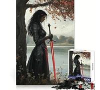 Warrior by The Lake Jigsaws 1000 Pieces for Adults Focus Ability Mindful Escape Interlock Well Meaningful Gift (50x75cm)