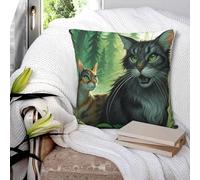 Warrior Cats Square Pillowcase Pillow Cover Polyester Cushion Zip Decorative Comfort Throw Pillow for Home Sofa