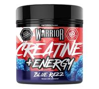 Warrior Creatine Monohydrate Powder + Energy 360g - Formulated as a Pre Workout to Fuel Performance and Support Muscle Recovery - Contains Caffeine & Vitamins - 80 Servings (Blue Razz)