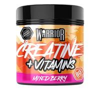 Warrior Creatine Monohydrate Powder + Vitamins 360g - Performance & Recovery - Pure Micronised Multivitamin Nutrition Blend - Vitamin A, B12, C, D, E, Magnesium, Iron, Zinc - 80 Servings (Mixed Berry)